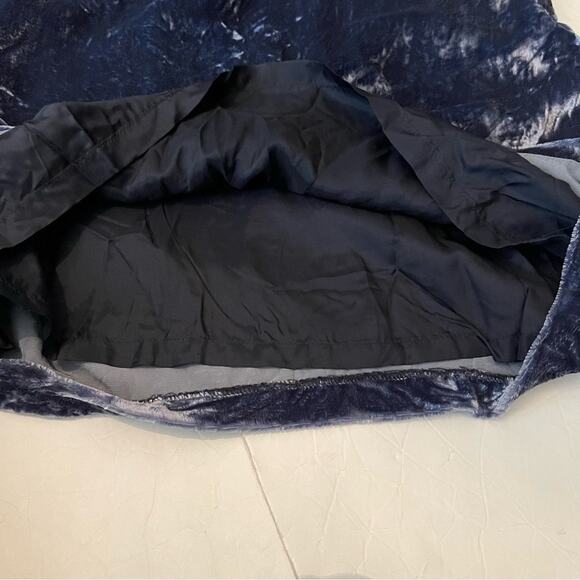 Cynthia Steffe Metallic Blue Crush Velvet Silk Blend Babydoll Dress Size 10 - Picture 8 of 12